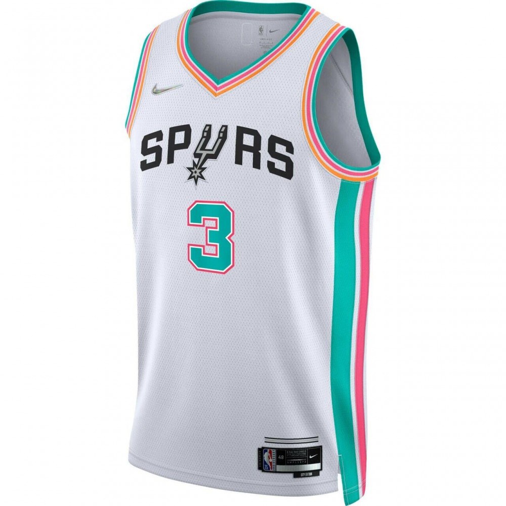 Men's San Antonio Spurs Keldon Johnson #3 White 2021/22 Swingman Jersey - City Edition-Pro Kit Vault | Brand New 26/27 Sports Jerseys